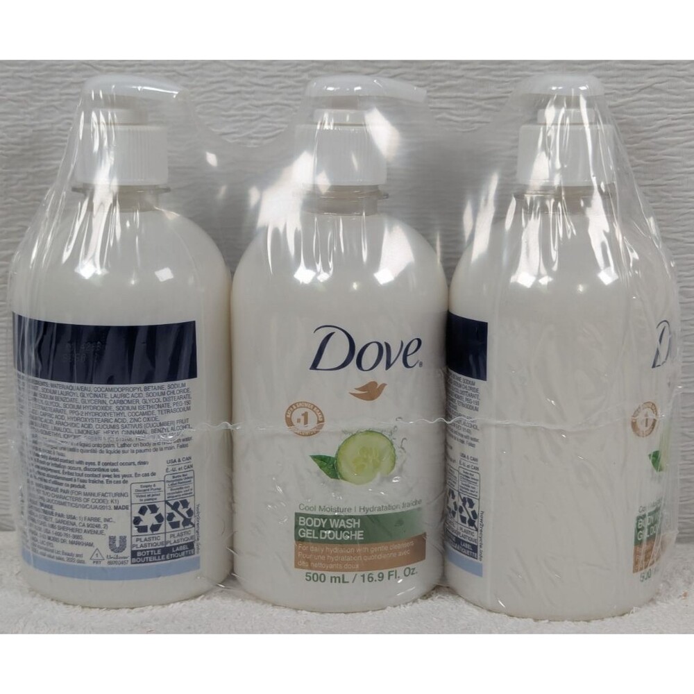 Dove Cool Moisture Body Wash Gel Douche, Cucumber & Green Mint, 16.9 oz - 3 Pack